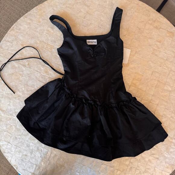 Princess Polly SHANTELLE ROMPER BLACK new NWT bubble hem dress sz XS lbd sz 2 - Picture 4 of 14